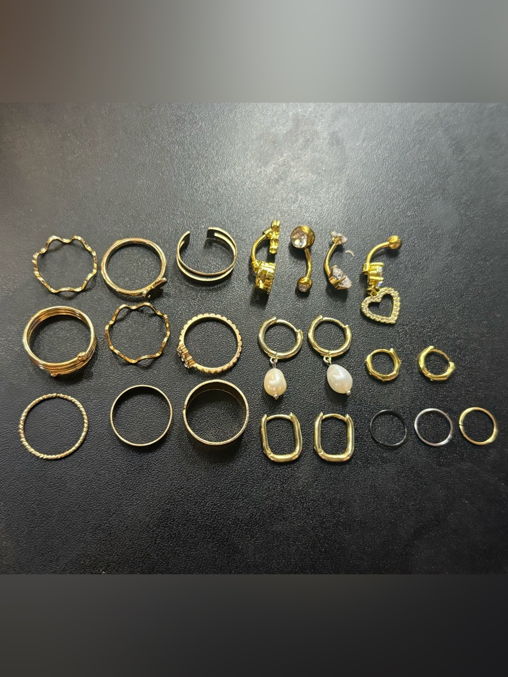 Gold Mixed Women’s Jewelry - Assorted Rings, Nose rings, Belly rings & Earrings